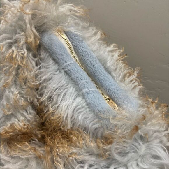 2 Tone Real Mongolian Lamb Fur Handmade Shoulder Bag, Real Shearling Crossbody - Picture 15 of 16